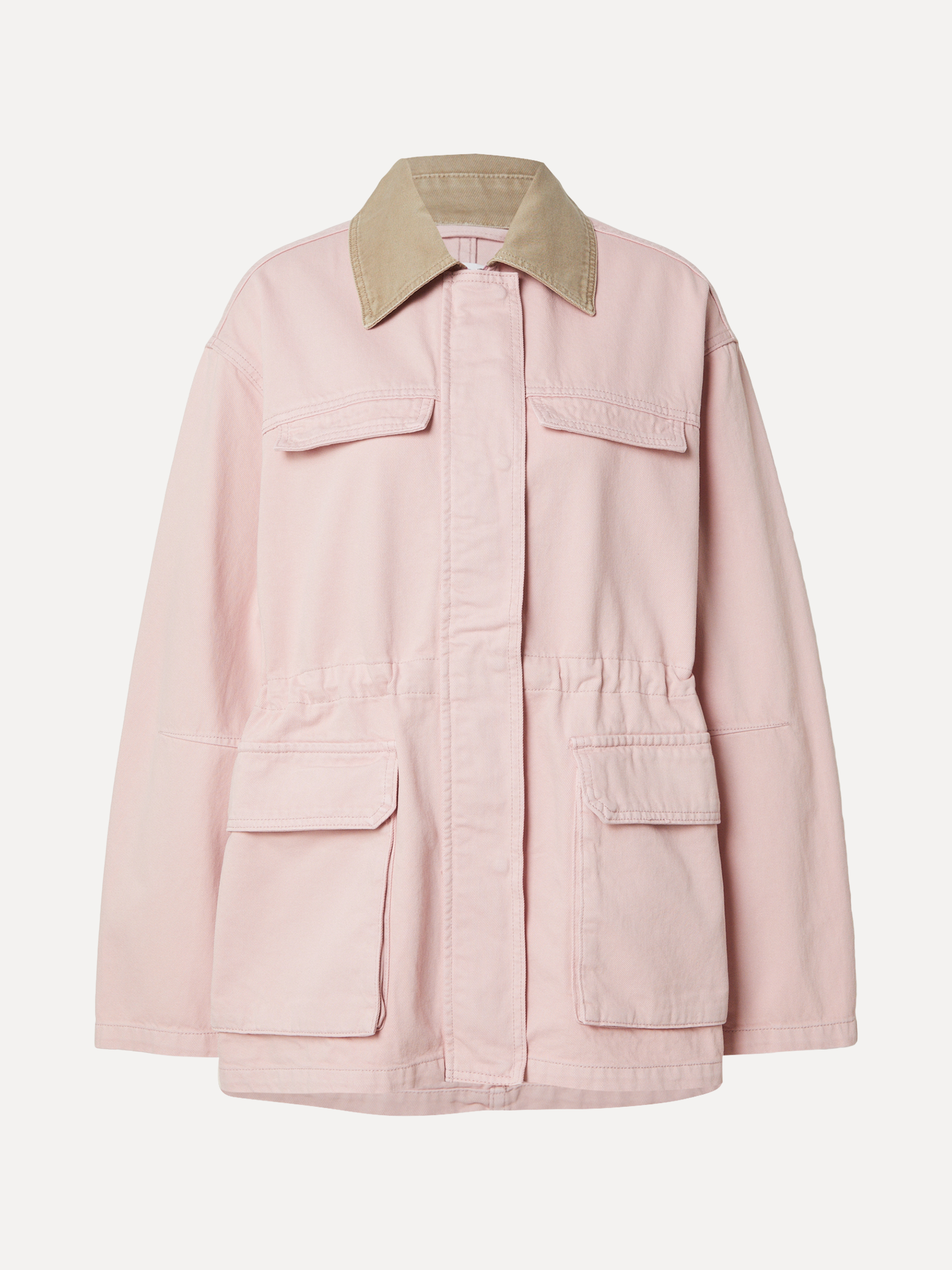 Edited veste utilitaire Bonnie 2. Less sweet, more statement. La teinte rose et le col contrastant créent un équilibre mo...