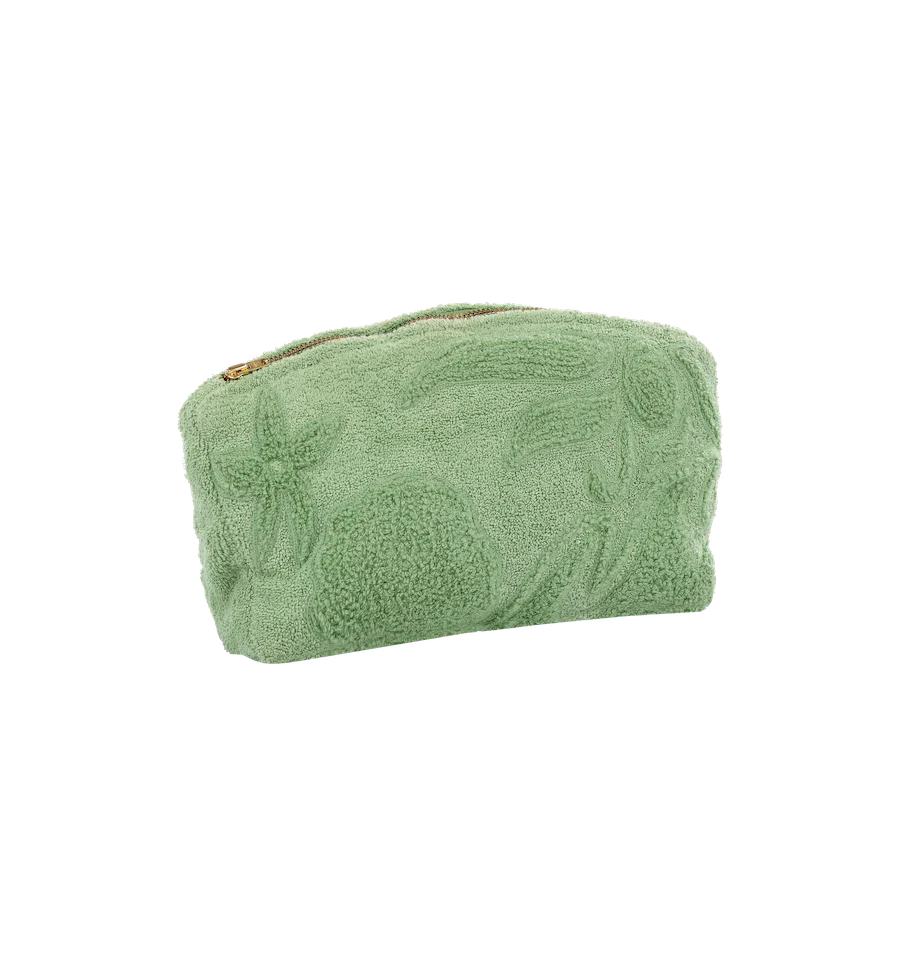 Anna + Nina clay sole mare Washbag 1. Soft essentials. This green terry toiletry bag feels just as soft as it looks. Perf...