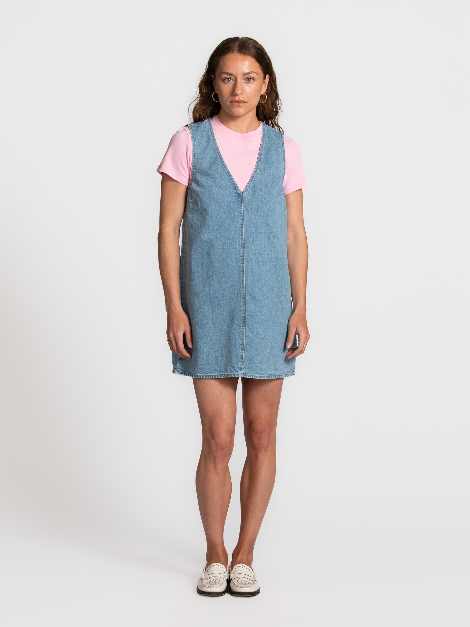girls denim pinafore dress Cotton, Girls', Embroidered Dress, Ages 1-4 Kleur:Perske Chiffon Lace Wedding Dresses Kendall Jenner's casual denim Made from 100 percent