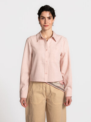 chemise  Hoppa Morella. Douce par sa couleur, légère par son allure. La coupe cropped laisse cette blouse tomber naturell...