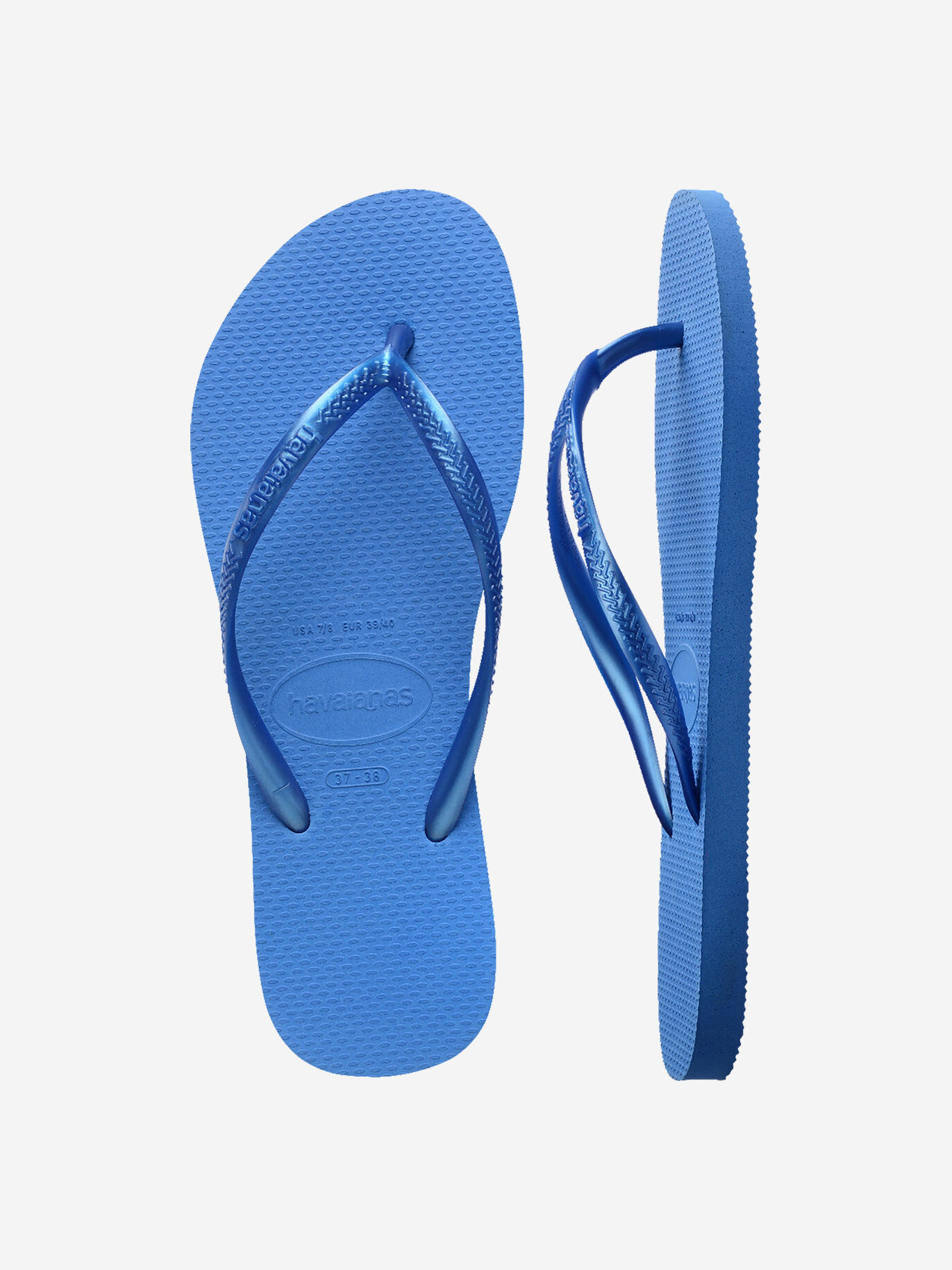 Havaianas slim 2. Comme une sensation de fraîcheur instantanée. Ces tongs bleu éclatant apportent une touche estivale à v...