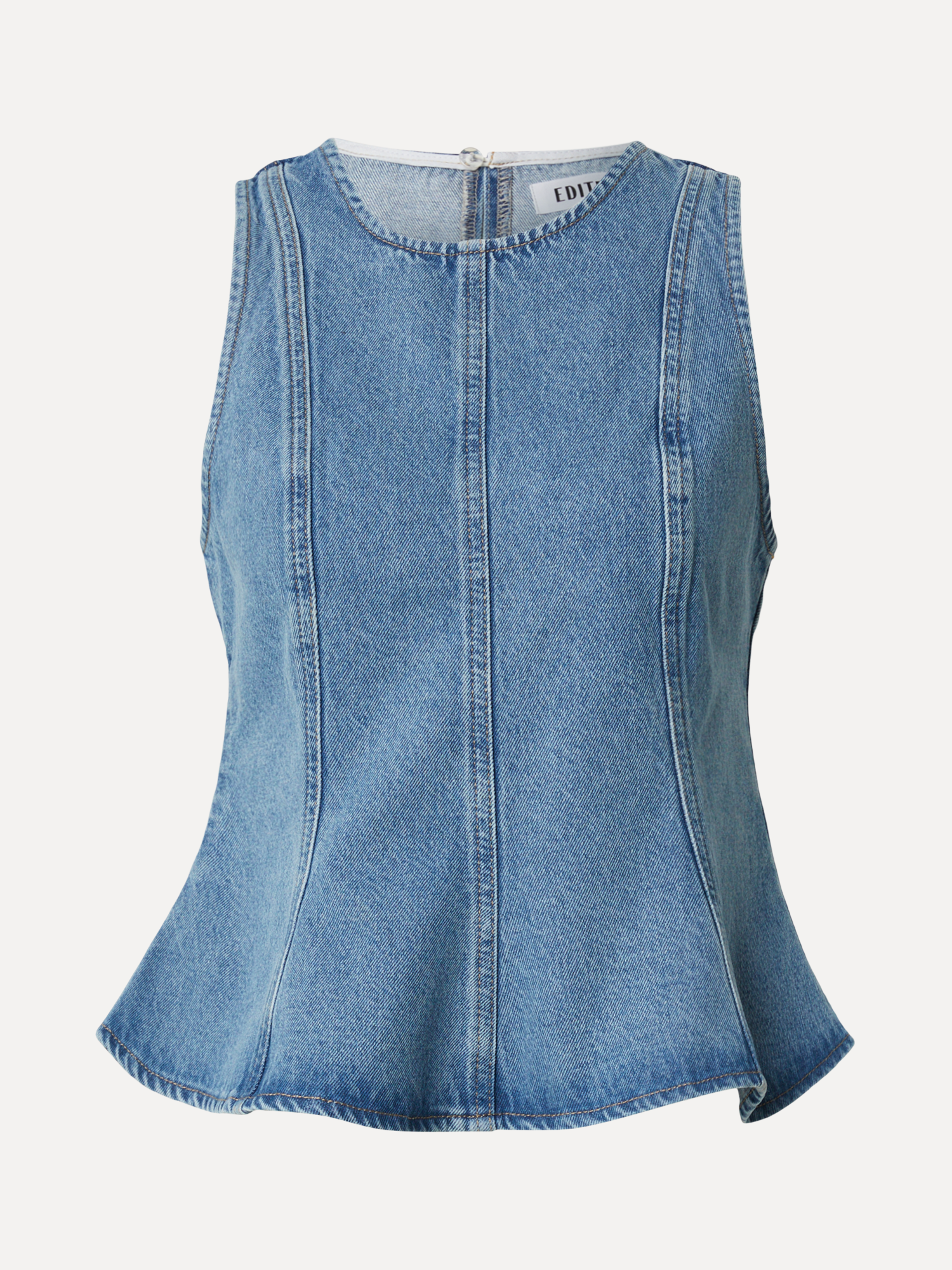Edited denim top Brenda 2. A denim moment, with its fitted shape and subtle flare gives this top a beautiful look that mo...