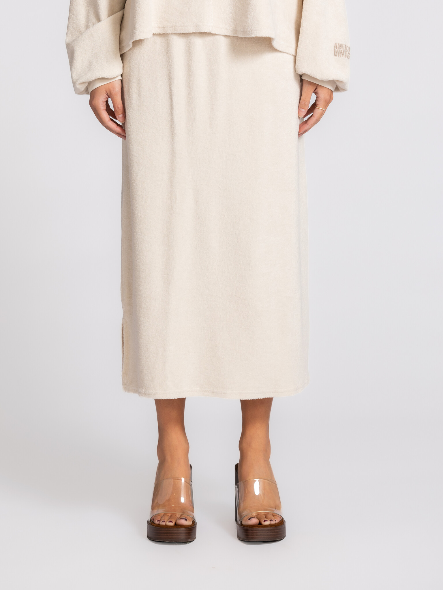 American Vintage terry rok Fuxow 1. Gemaakt van zachte terry stof combineert deze rok comfort met een subtiele, stijlvoll...