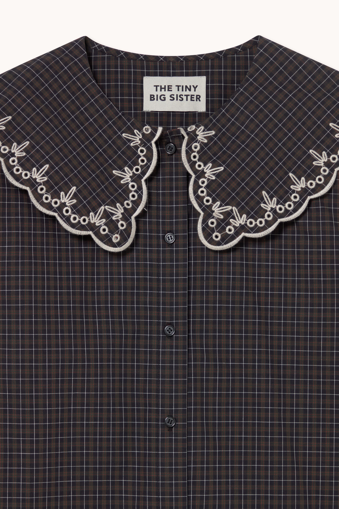 The tiny big sister Embroidered check dress 2. 