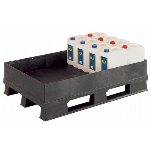 Kunststof pallet met lekbak 1200x800x310mm - 1250 kg - zonder rooster