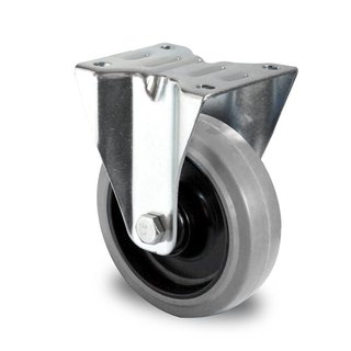 Roulette fixe 125mm de diamètre avec roulement à billes - PA / Caoutchouc