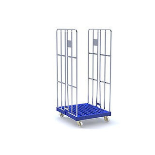 Rolcontainer 2-heks klemhekken + 2 spanbanden, 810x720x1680mm