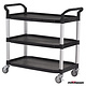 Tafelwagen 1100x520x1020mm - 3 laadvlakken - zwart