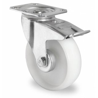 Zwenkwiel PP Ø 108mm - met rollager en rem, 150kg