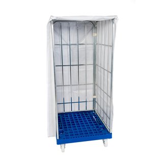 Rolcontainer hoes 820x730x1650mm - ondoorzichtig wit, 2 ritsen, herbruikbaar