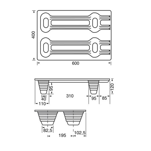 Houtvezelpallet F44 600x400x120mm - Licht, Nestbaar