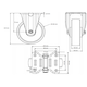 Bokwiel PP/TPR Ø 100 mm - met rollager, 100 kg