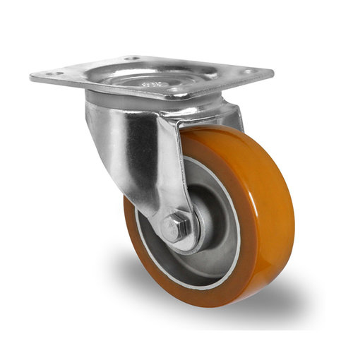 Zwenkwiel zwaarlast ALU/PU Ø 100 mm - met dubbele kogellager, 250 kg