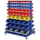 Rack double face avec 118 bacs de rangement 1150x850x1530 mm - 4 roues