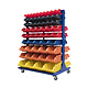 Rack double face avec 118 bacs de rangement 1150x850x1530 mm - 4 roues