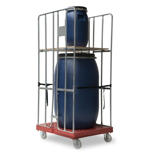 Rolcontainer 2-heks klemhekken + spanbanden, 810x680x1680 mm