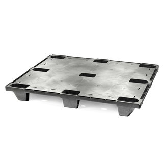 Palette plastique 1200x1000x135 mm - HDPE, emboîtable, 9 pieds, 1000 kg