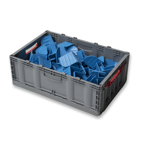 Inklapbare Euronorm plastic bak 600x400x221mm - gesloten bodem en zijwanden
