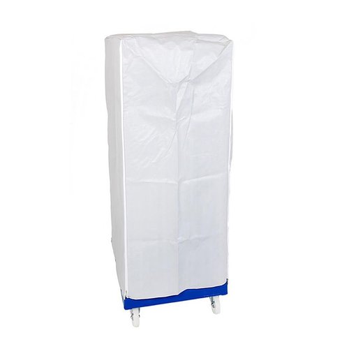 Rolcontainer hoes 820x730x1650mm - ondoorzichtig wit, 2 ritsen, herbruikbaar