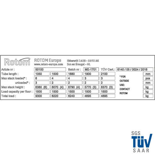 Stapelrek TÜV 1545x1180x310 mm  - Enkele palletplaats