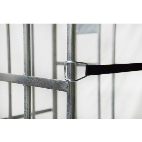 Rolcontainer 3-heks met klemhekken + spanband - 810x680x1680mm