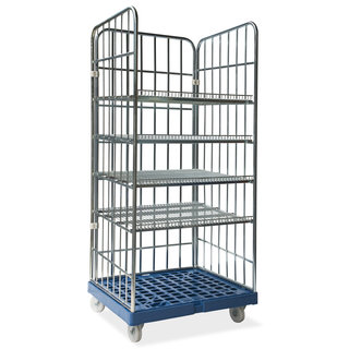 Rolcontainer 3-heks insteekhekken, 4 legborden,  810x720x1808mm