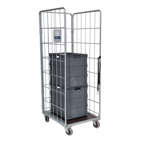 Rolcontainer 3-heks nestbaar + spanbanden, 820x655x1900mm