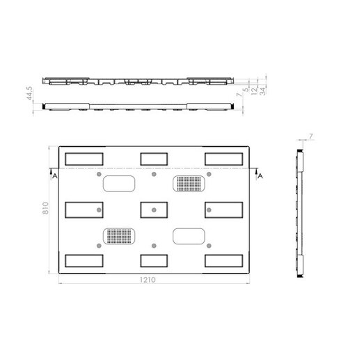 Kunststof oplegdeksel voor palletboxen en opzetranden 1200x810 mm - zwart