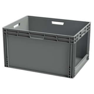 Euronorm stapelbak 800x600x445mm - 185 liter,  met grijpopening