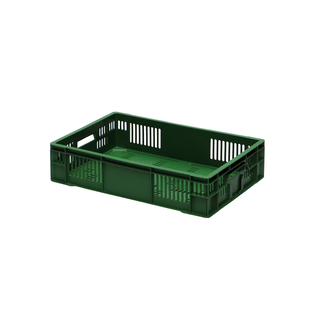 Agri bak groen 600x400x140 mm - 26L, geperforeerd