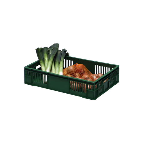Agri bak groen 600x400x140 mm - 26L, geperforeerd