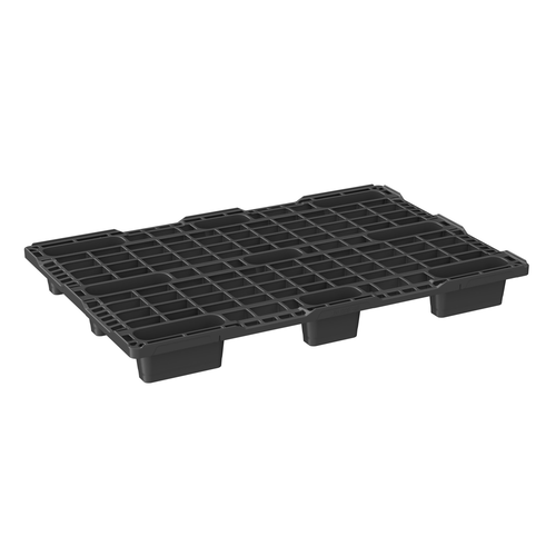 Palette plastique 1200x800x125mm - rebord, plateau ouvert, 9 pieds, PE-PP
