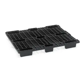 Palette plastique 1200x1000x125 mm - 9 pieds, plateau ouvert avec rebord, PE-PP