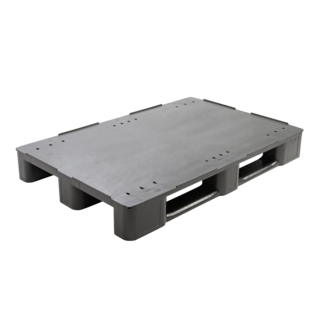 Palette plastique 1200x800x145mm, Plancher plein renforcé, avec rebord, 1600 kg
