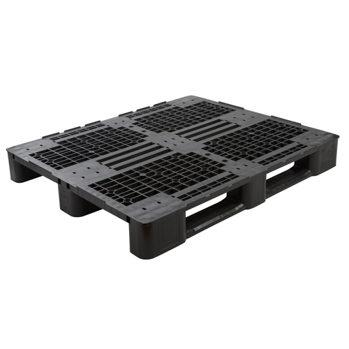 Palette plastique 1200x1000x145 mm, 3 semelles, avec rebord - 1 300 kg