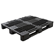 Palette plastique 1200x1000x145 mm, 3 semelles, avec rebord - 1 300 kg