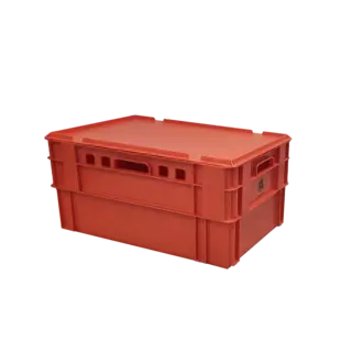 Draaistapelbak 600x400x300 mm - 55 liter - met deksel - gebruikt