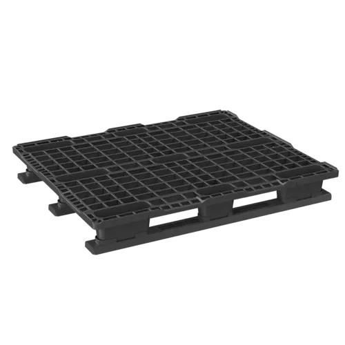 Kunststof pallet 1200x1000x155 mm - 3 sledes, open dek, beveiligde rand