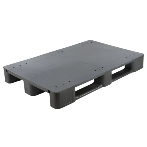 Palette plastique 1200x800x145mm, Plancher plein, 3 semelles 1600 kg