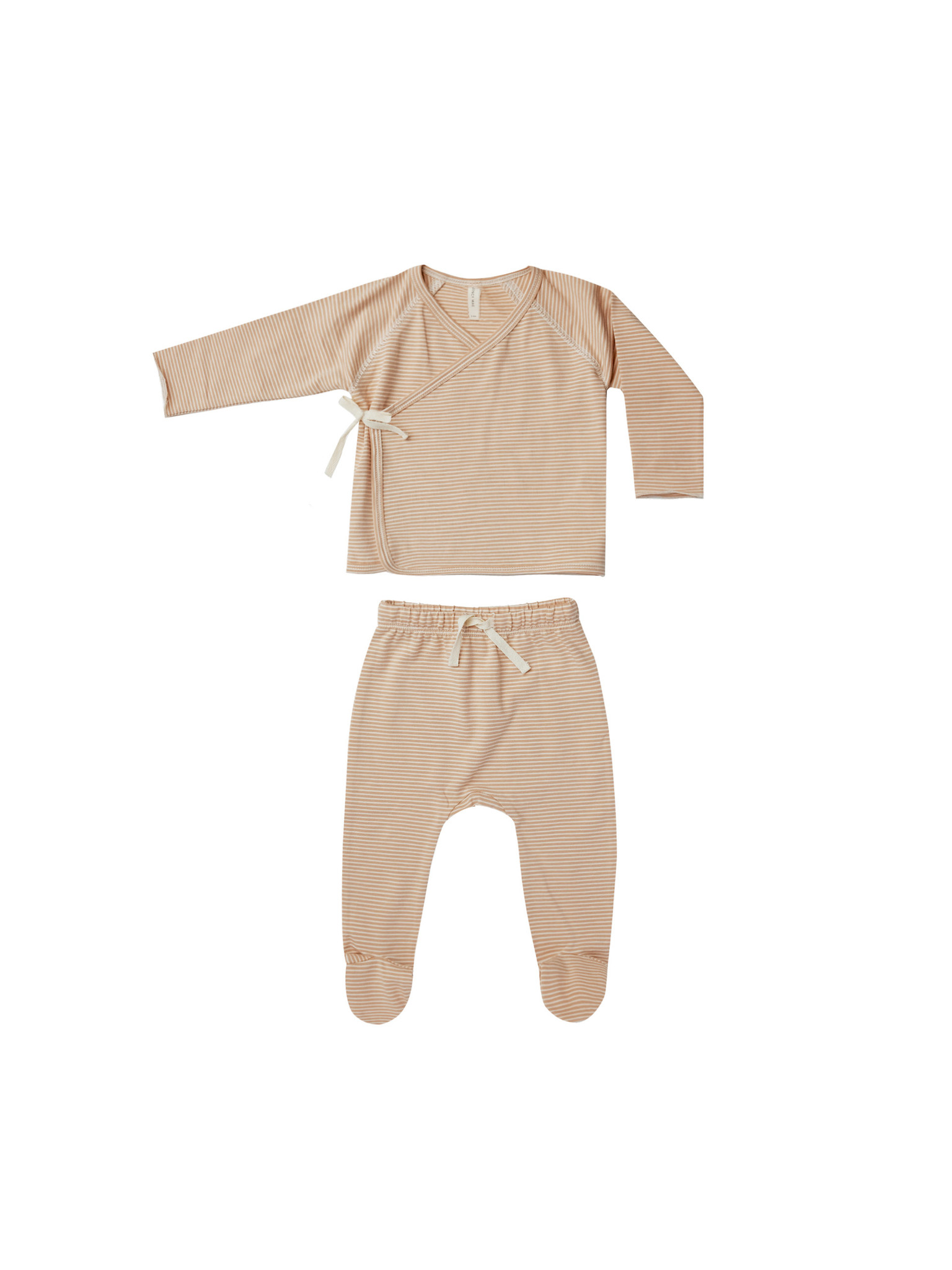 Quincy Mae Wrap Top + Pant Set | Apricot Stripe