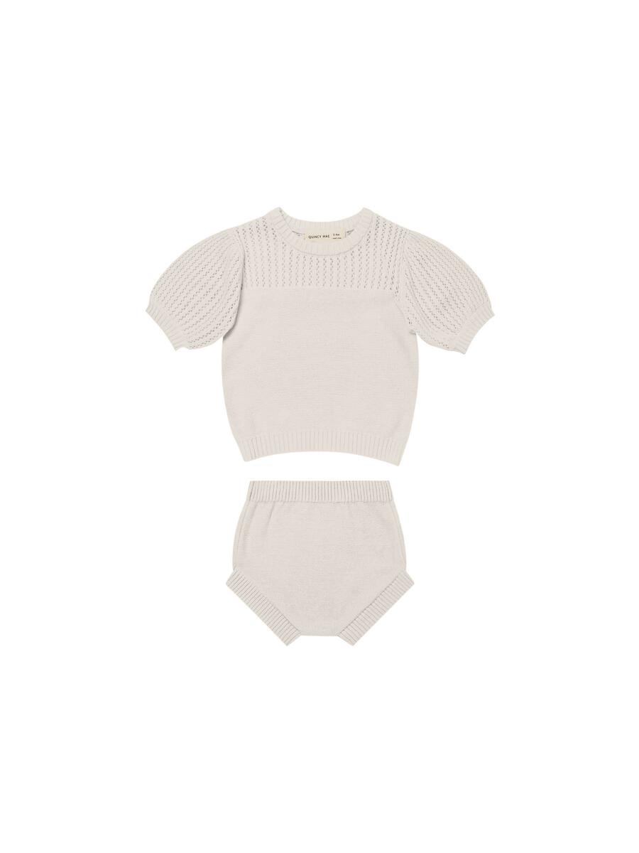 Quincy Mae Pointelle Knit Set | Natural