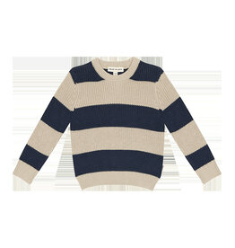 House of Jamie Knitted Sweater | Soft Beige & Blue Stripes