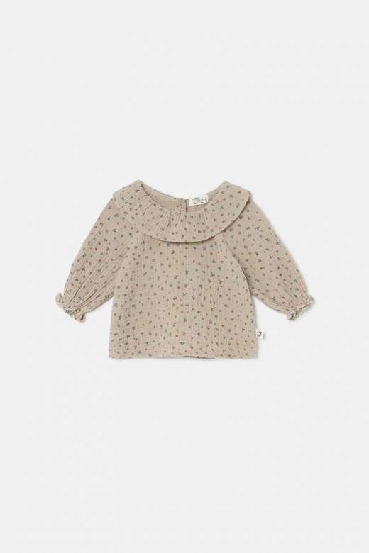 My Little Cozmo Marine gebloemde baby blouse | Beige