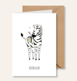 Juulz Illustrations Wenskaart | Beterschap zebra