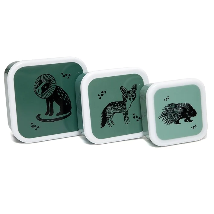 Petit Monkey Lunchbox set Black Animals Salie