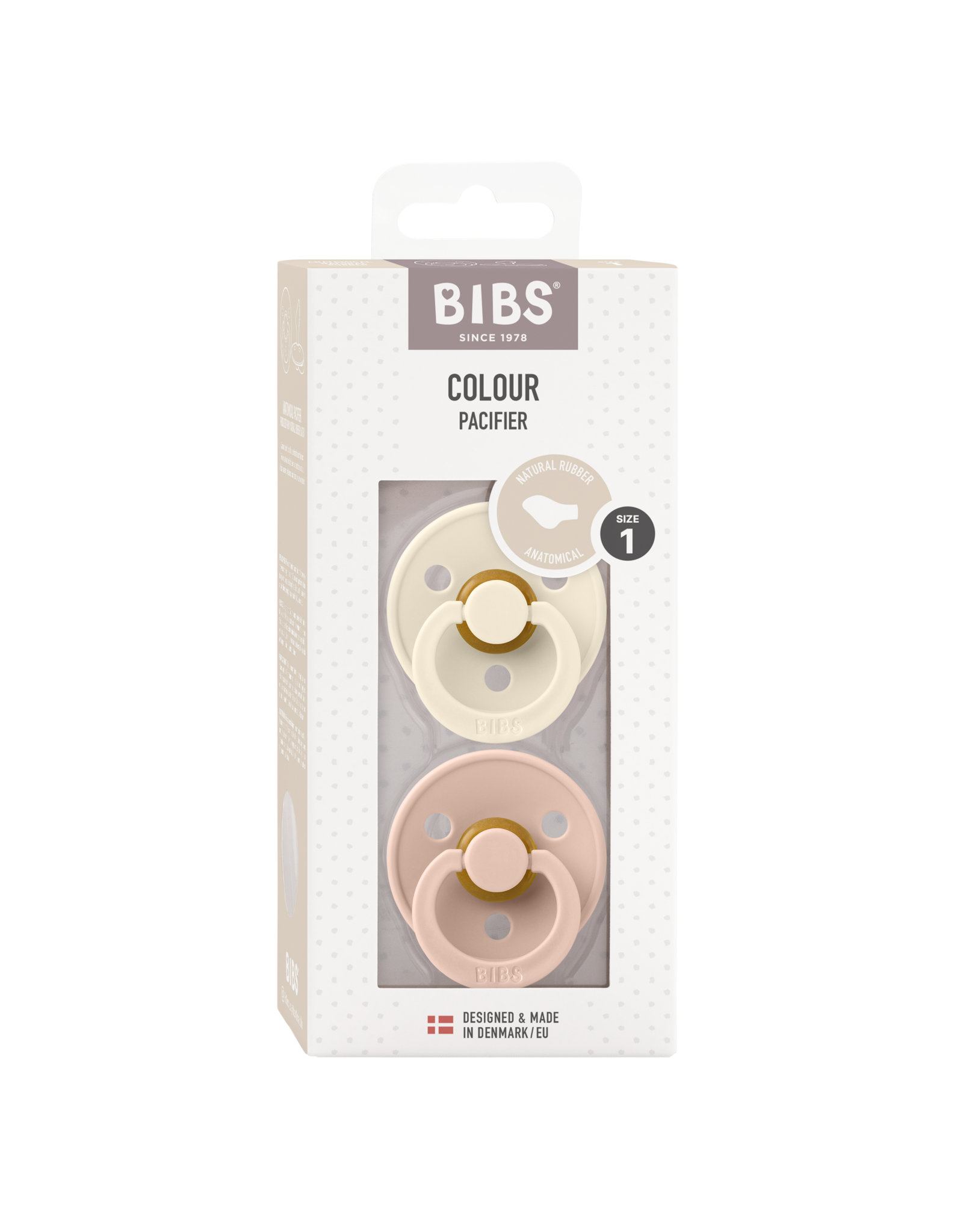 Bibs Colour speen latex 2 pack Anatomic | Ivory / Blush size 1