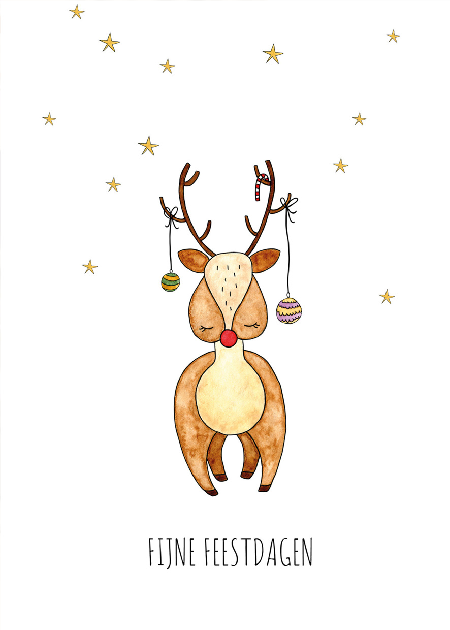 Juulz Illustrations Wenskaart Kerst | Hert