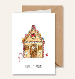 Juulz Illustrations Wenskaart Kerst | Peperkoekhuis