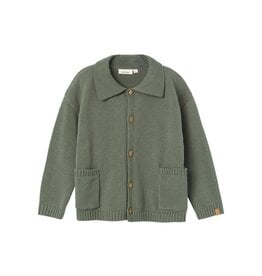 Lil Atelier Thor Loose knit cardigan | Agave Green