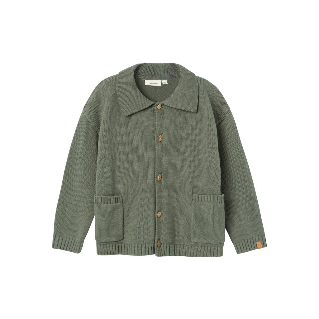 Lil Atelier Thor Loose knit cardigan | Agave Green